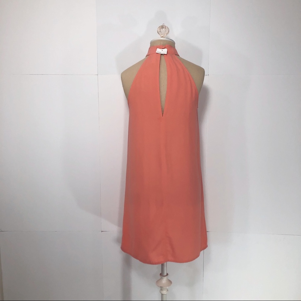 NWT Leith Pink High Collar V Neck Mini Sleeveless Dress Nordstrom Size XS - Picture 4 of 13